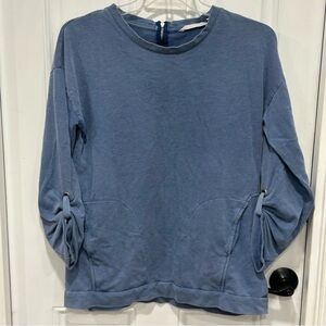 Soft Surroundings Womens Knit Pullover Sweatshirt 3/4 Sleeves, Blue, size Med